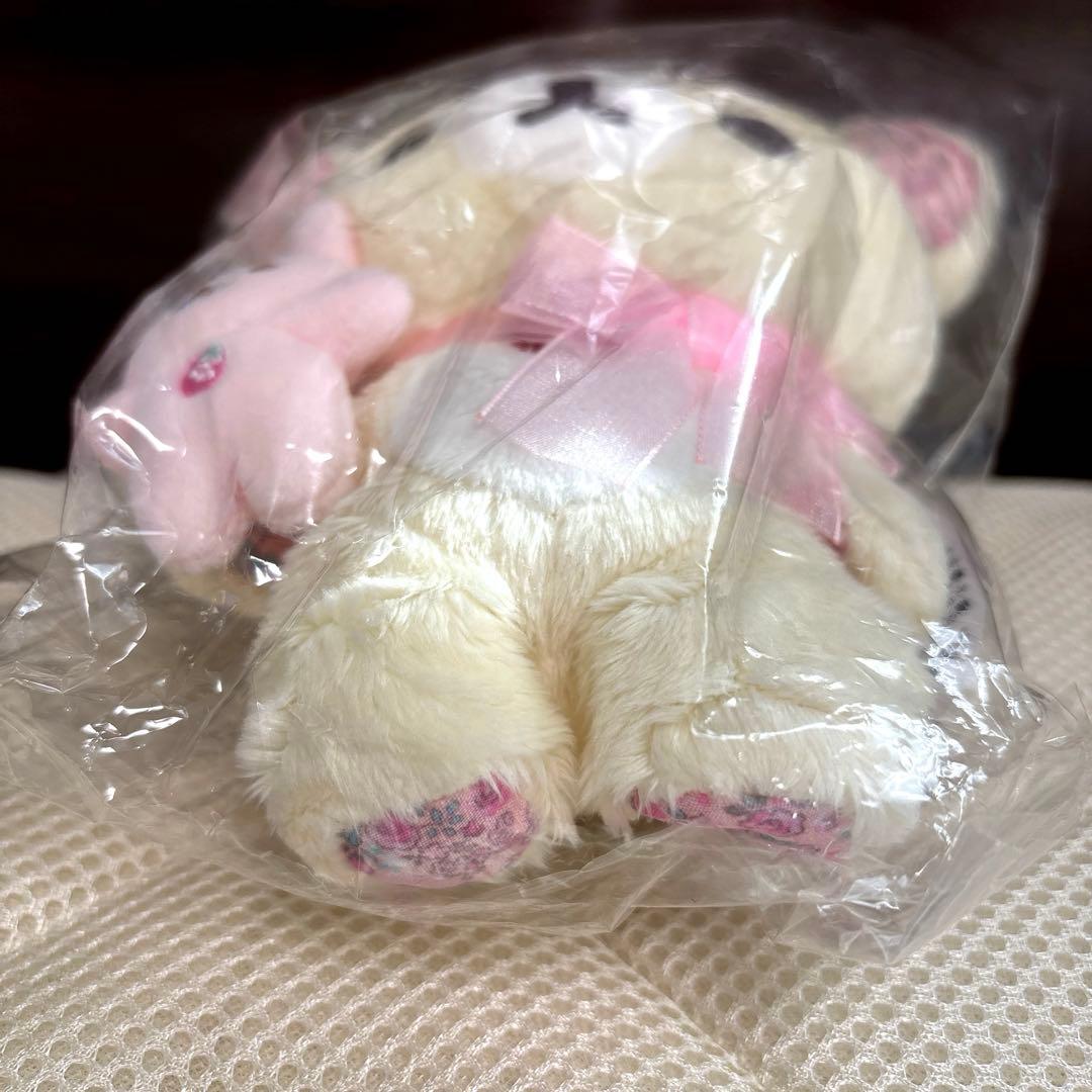 RAKUTAO45245  おすわりぬいぐるみうさぎフラワーピンク&ブルー