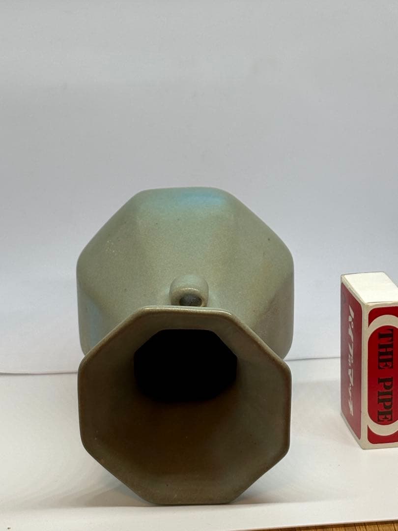 青緑色 フラスコ型陶器 八角形25-10