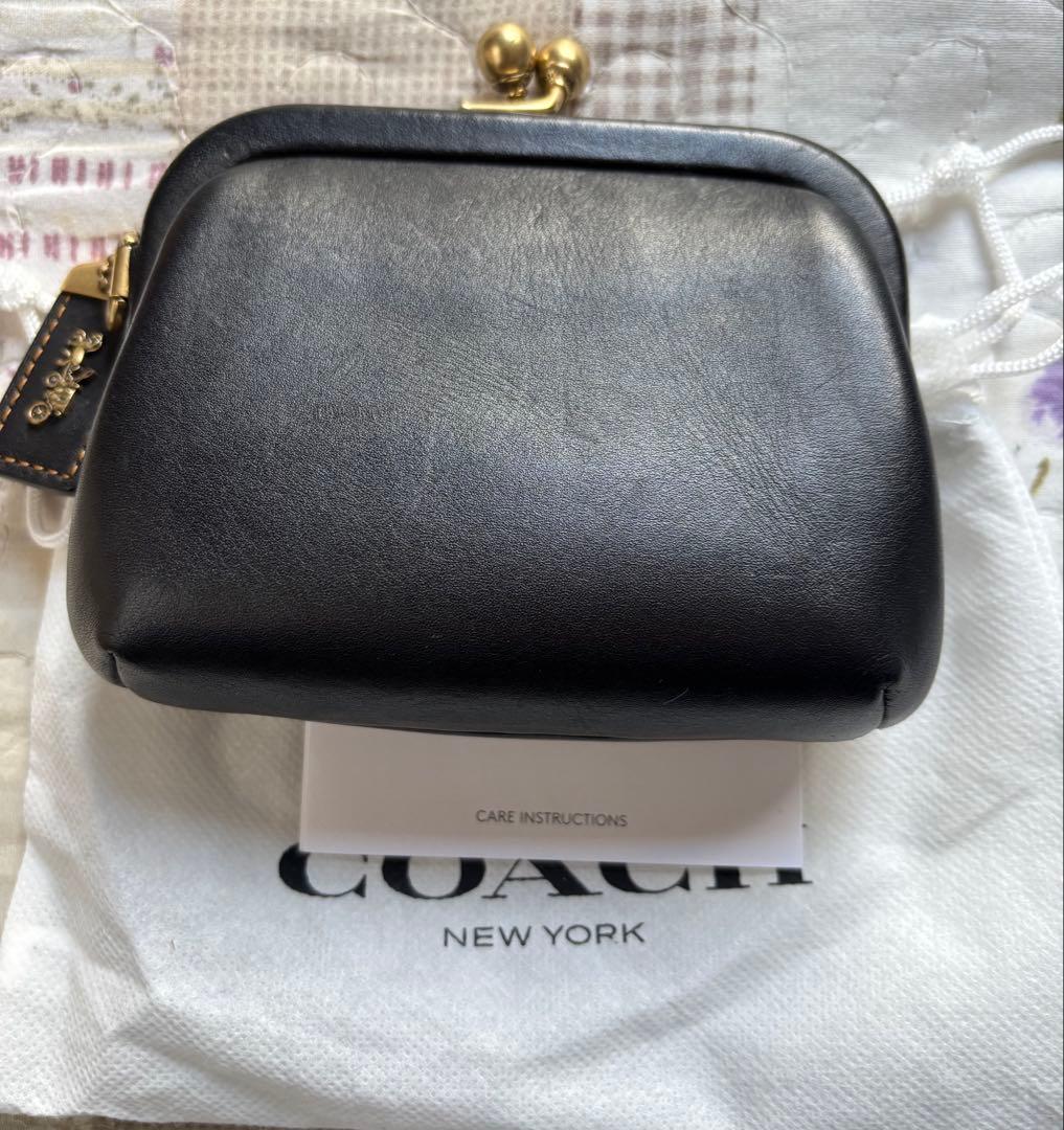 コーチ COACH がま口ケース　キスロック　ブラック
