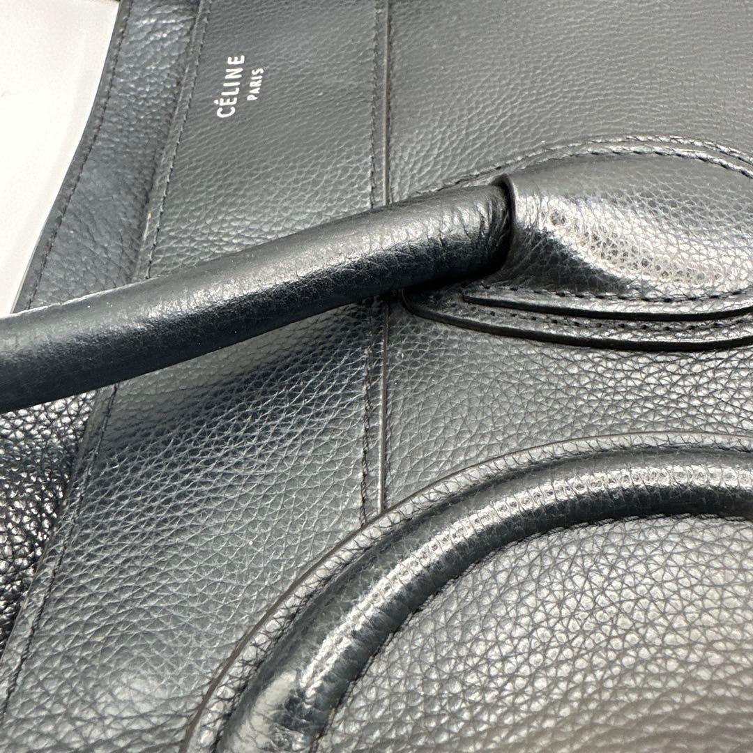 CELINE ラゲージ ミニ ブラック レザー ハンドバッグ 旧ロゴ 保存袋付き