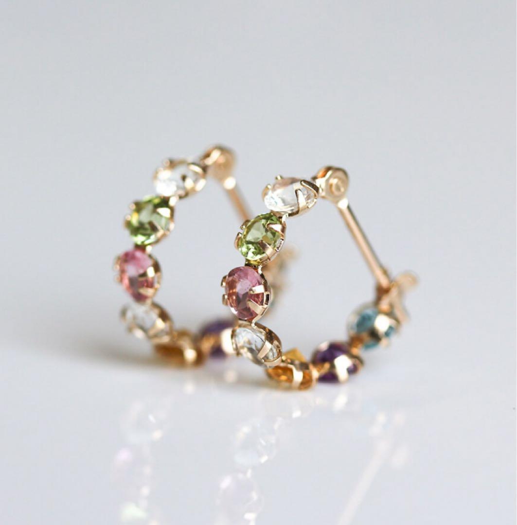 cui-cui K10 マルチカラー スナップ フープ ピアス