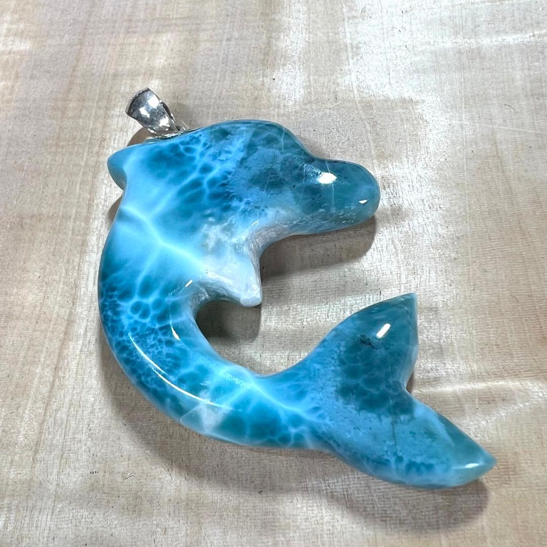 高品質　イルカ型ラリマー　ペンダント　ネックレス　silver925 3-18