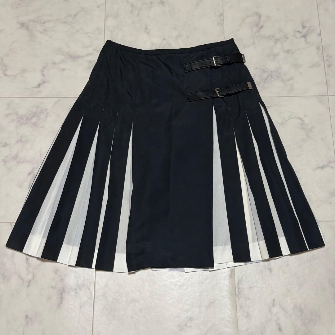 美品✨ジャンポールゴルチエ プリーツ ラップスカート 巻きスカート レザーベルト