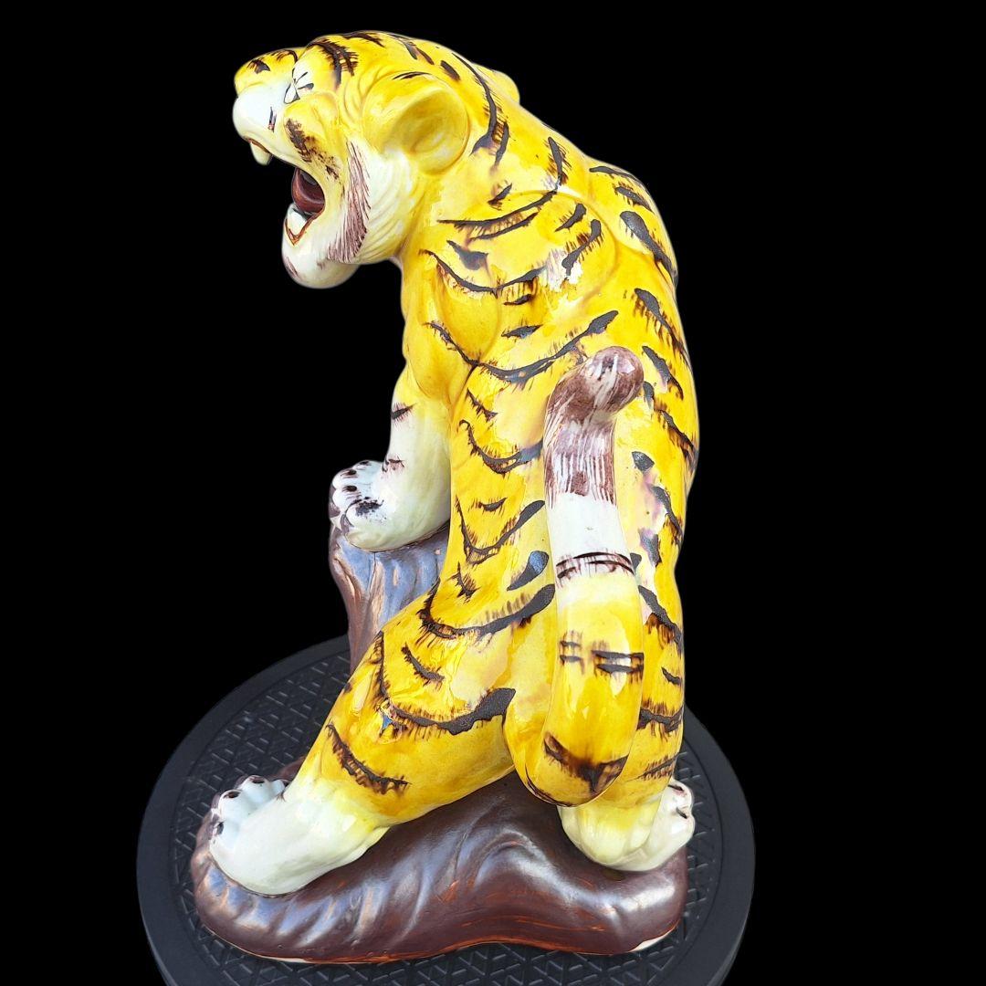 九谷焼 糠川清章 10号 虎 置物 29cm 縁起物