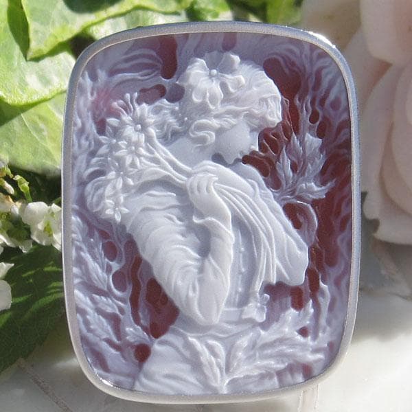 新品 良質レッドメノウ SILVER ペンダントブローチ 花束をあなたへ