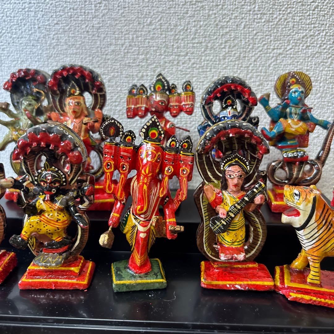 インド神様 ミニチュア 10体セット ヒンドゥー教 ガネーシャ ドゥルガー 箱付