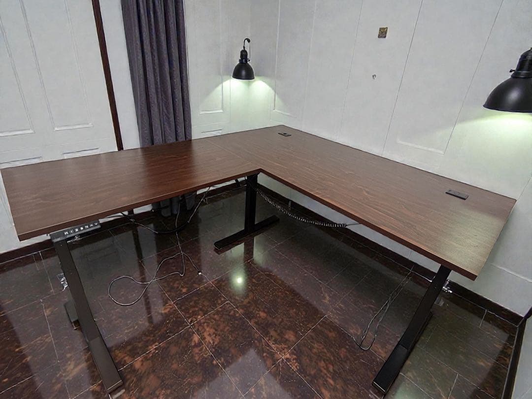 あーちゃん　L字型電動昇降デスク(ブラウン)