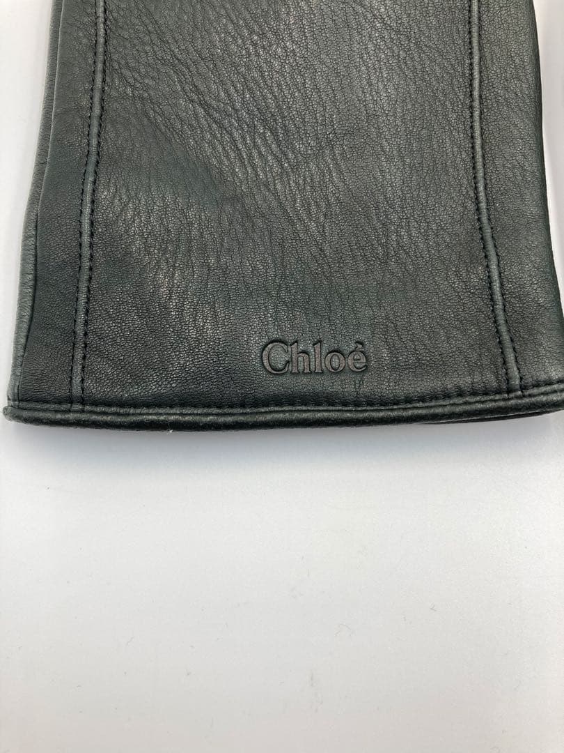 Chloé クロエ レザーグローブ 本革 手袋 ダークグレー 上品 高級感