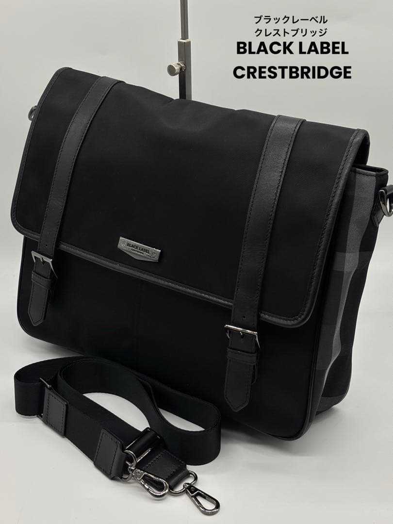 美品✨ブラックレーベル メッセンジャー ショルダーバッグ ノバチェック 黒