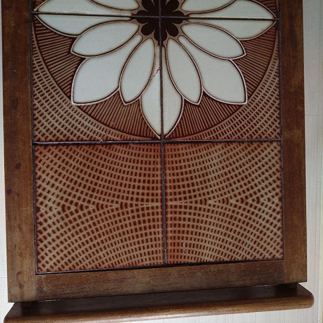 70B ヴィンテージ花模様タイル付きローテーブル