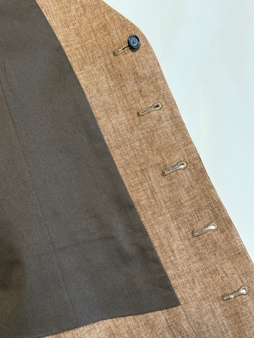 【美品】 LARDINI リネン素材夏用ジレ46イタリア製(ブラウン)