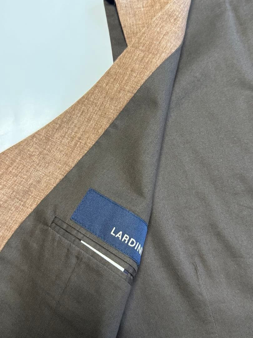 【美品】 LARDINI リネン素材夏用ジレ46イタリア製(ブラウン)