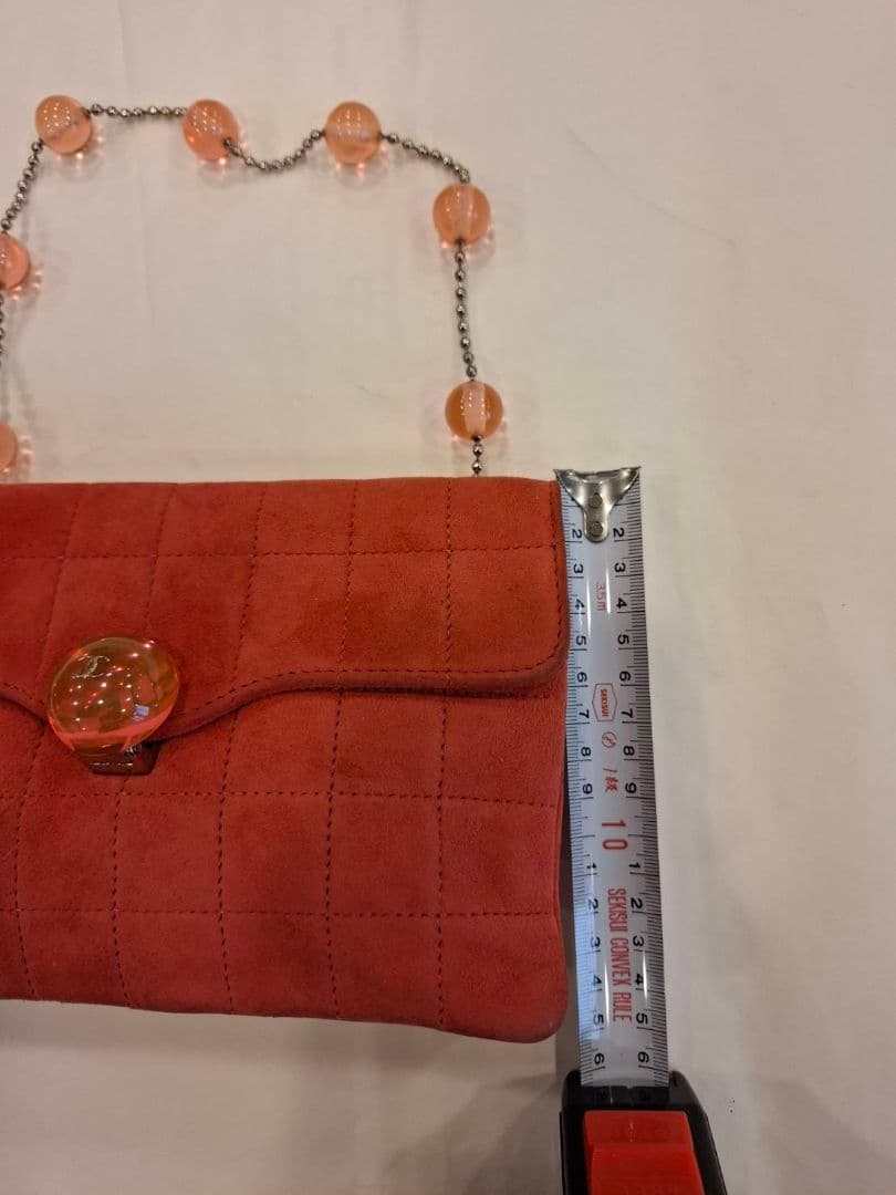 シャネル　オレンジ スエード キルティング パーティーバッグ