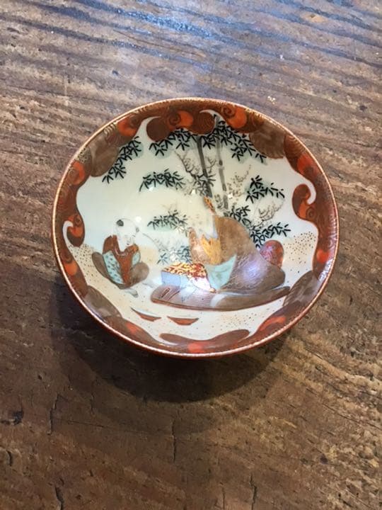 唐絵細密画盃　九谷焼　明治期