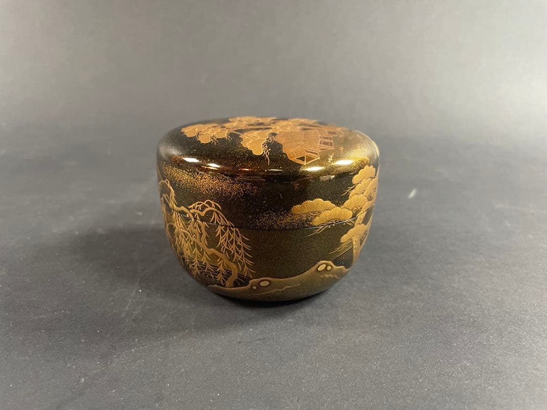 2 拓也 山水 蒔絵 平棗 漆器 重合 茶道具