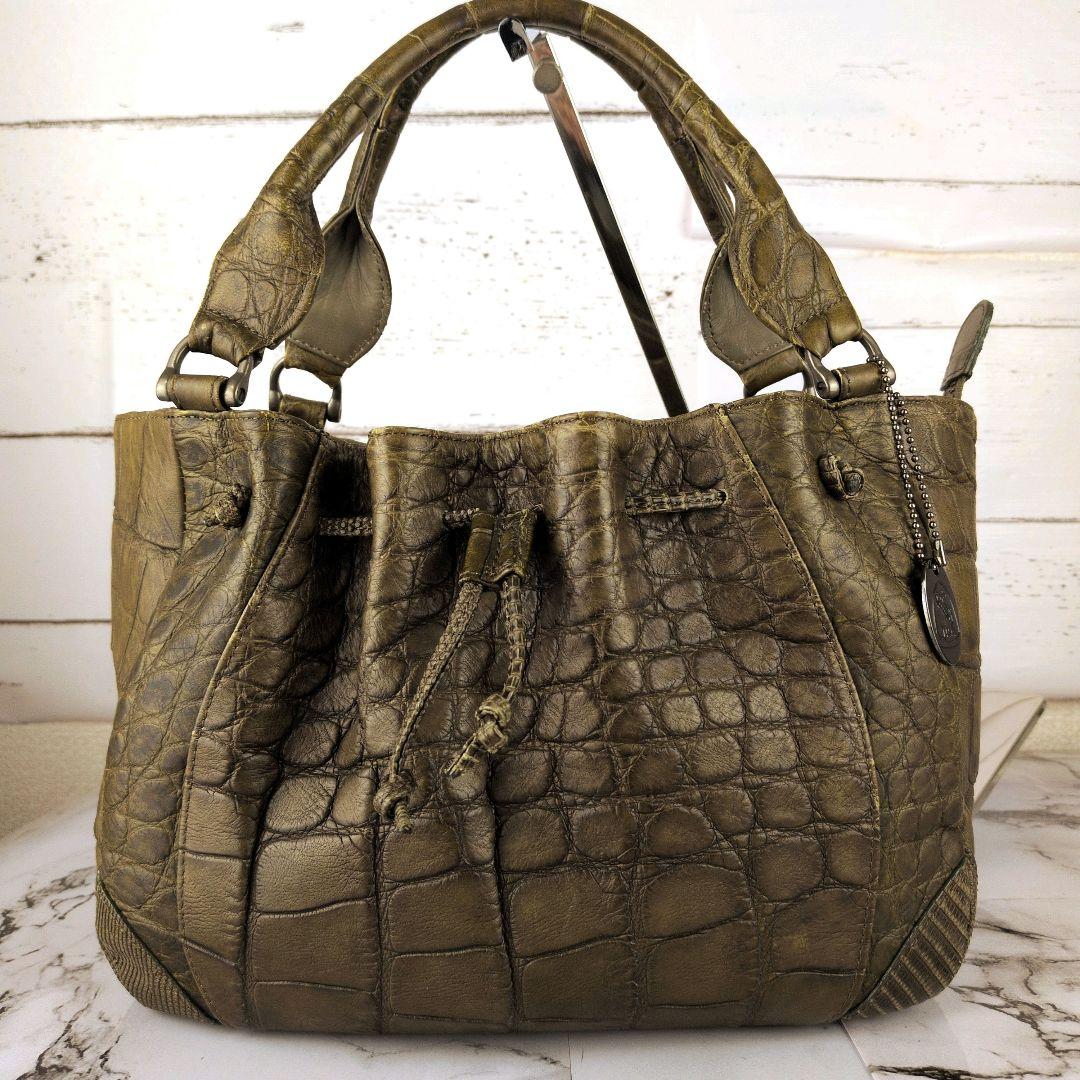 【美品】JRA☆マットクロコ　希少カラー　巾着　ハンドバッグ　かわいい