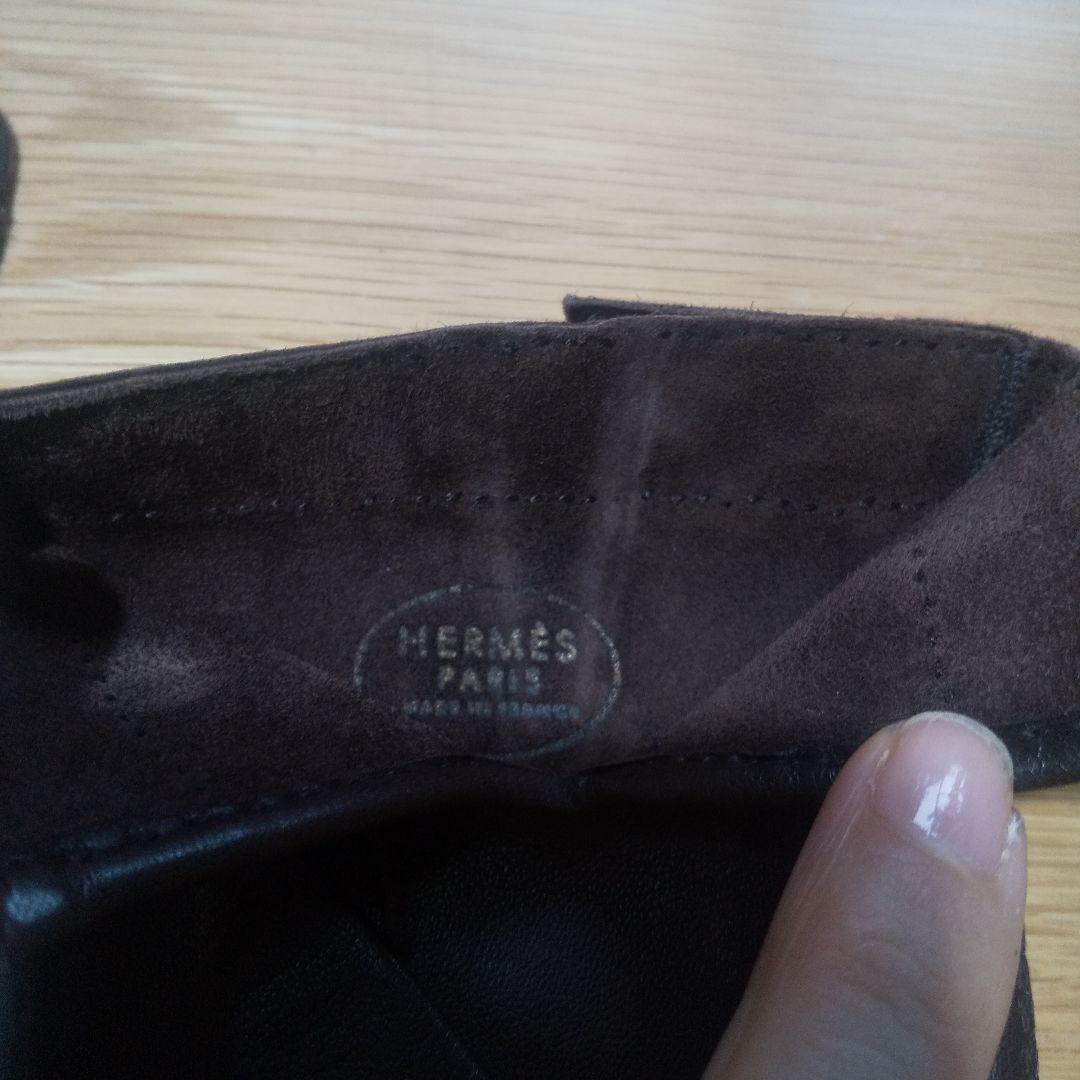 エルメス ダークブラウン レザー手袋 7½ 説明必読願います