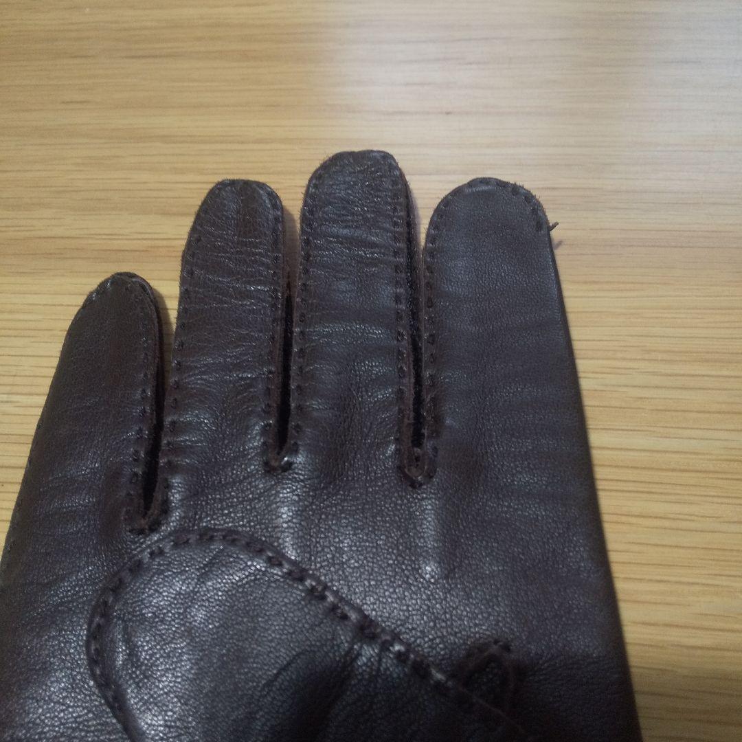 エルメス ダークブラウン レザー手袋 7½ 説明必読願います