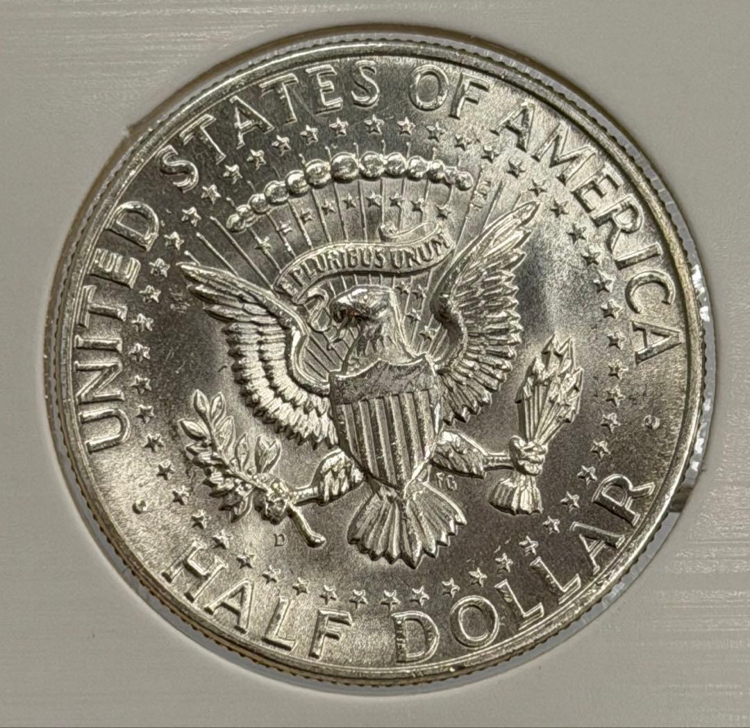 1964年ケネディ50セント銀貨（ミントマークＤ）ハイグレード