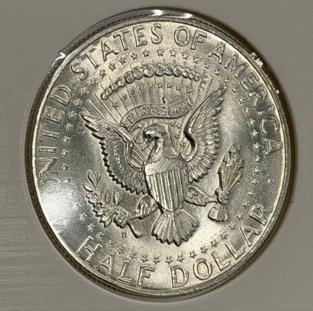 1964年ケネディ50セント銀貨（ミントマークＤ）ハイグレード