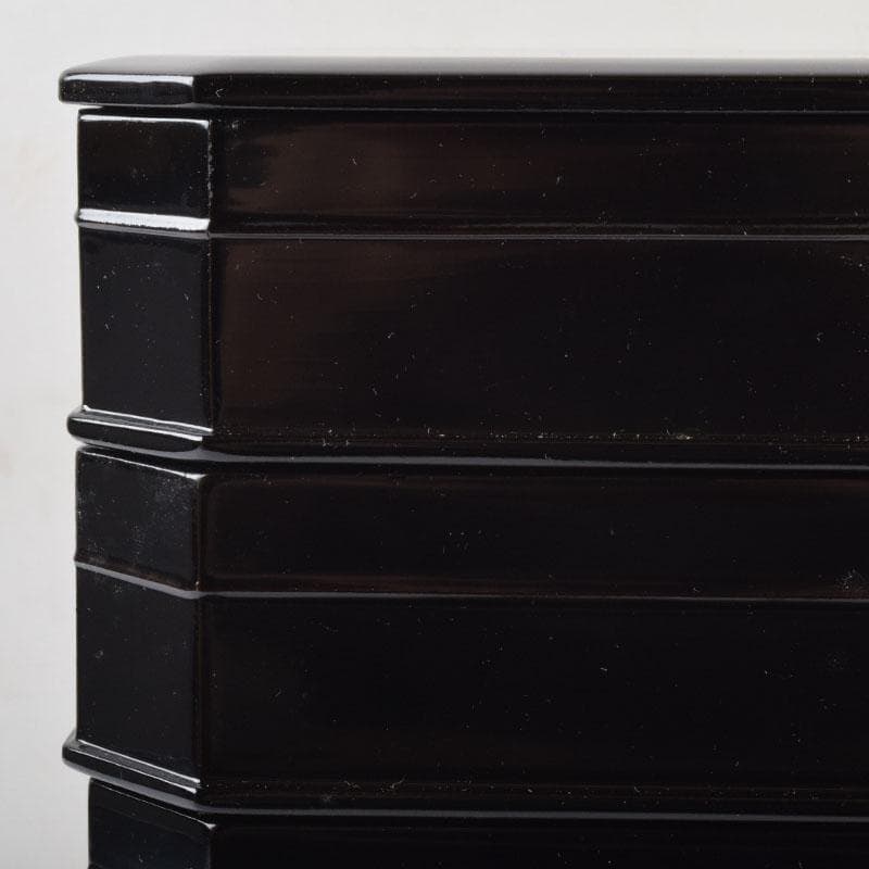 めるり 　塗師　海田宗恵造　真塗　縁高重　五段重　共箱　V　8789A