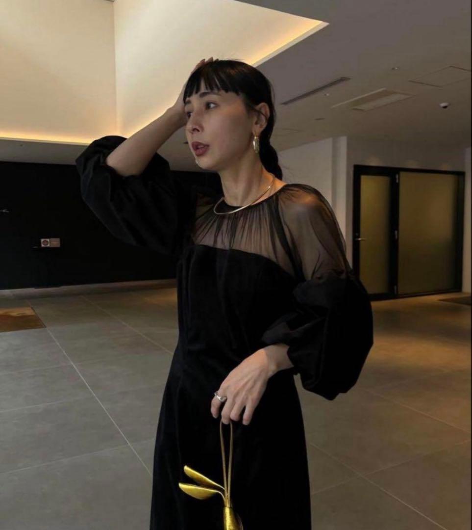 スーツ・フォーマル・ドレス SOUFFLE SLEEVE VELOUR DRESS