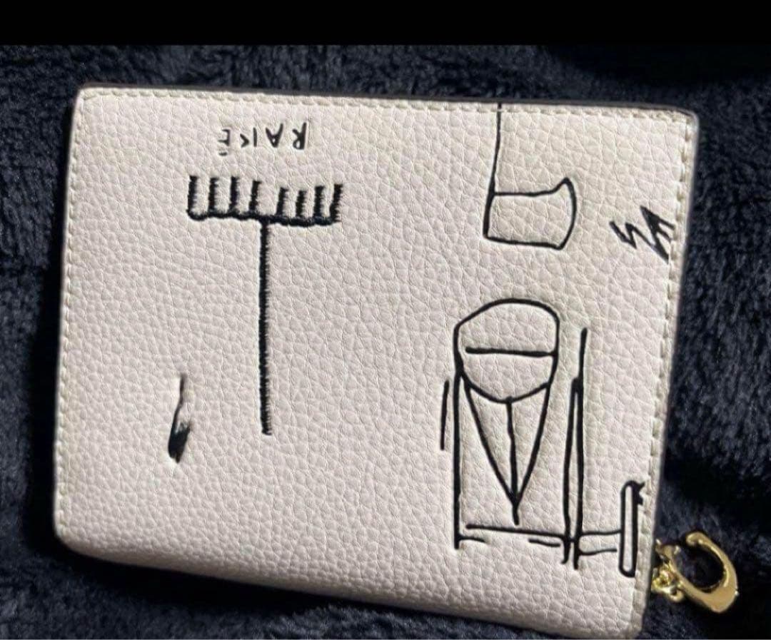 新品コーチCOACHパスキアコラボ二つ折り財布スナップウォレットホワイト.白