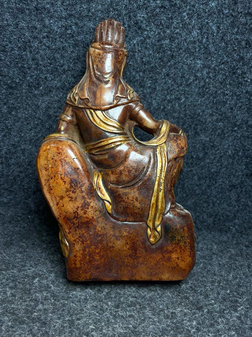 旧蔵　珍品　高古玉 観音仏像彫刻　開運　時代物　アンティーク　文房具　収蔵品