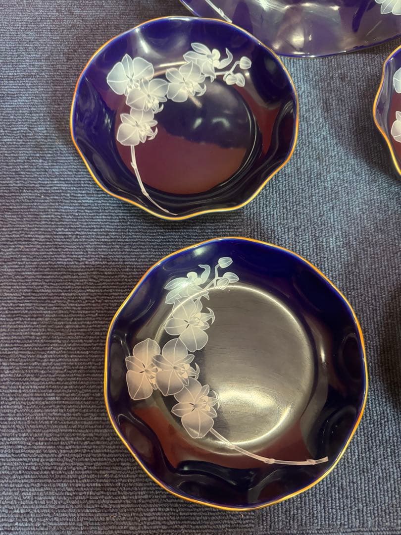 1773 香蘭社　胡蝶蘭　皿　5客　1大4小