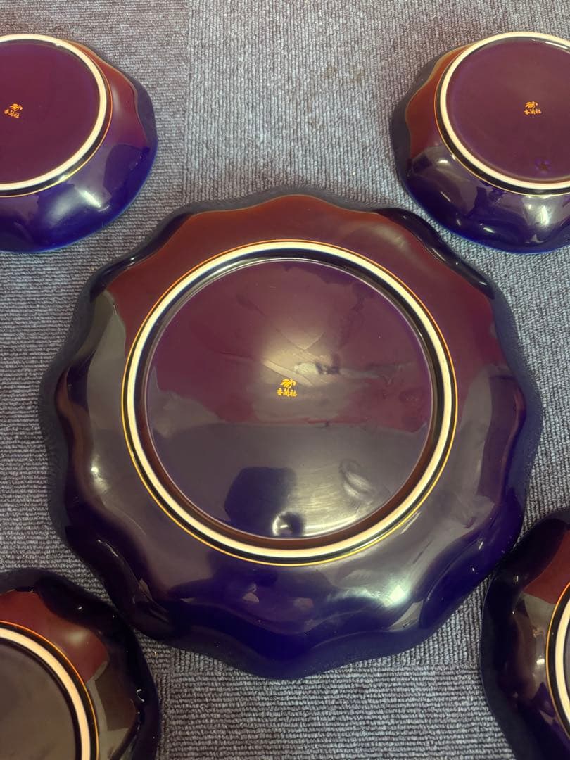 1773 香蘭社　胡蝶蘭　皿　5客　1大4小