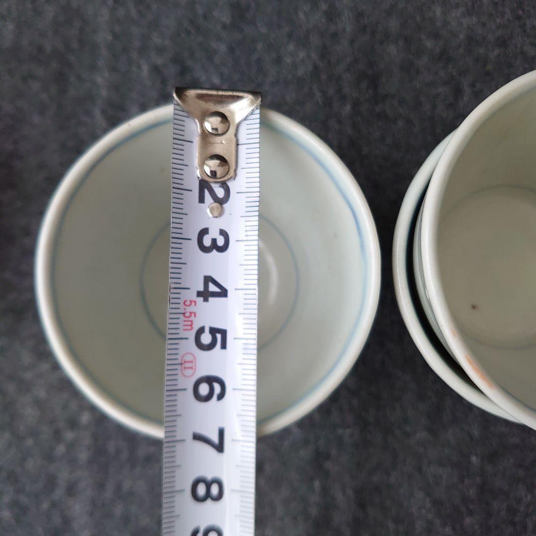 古伊万里 染付 蕎麦猪口 羊歯文 松葉柄 植物文 時代物 江戸期 未使用