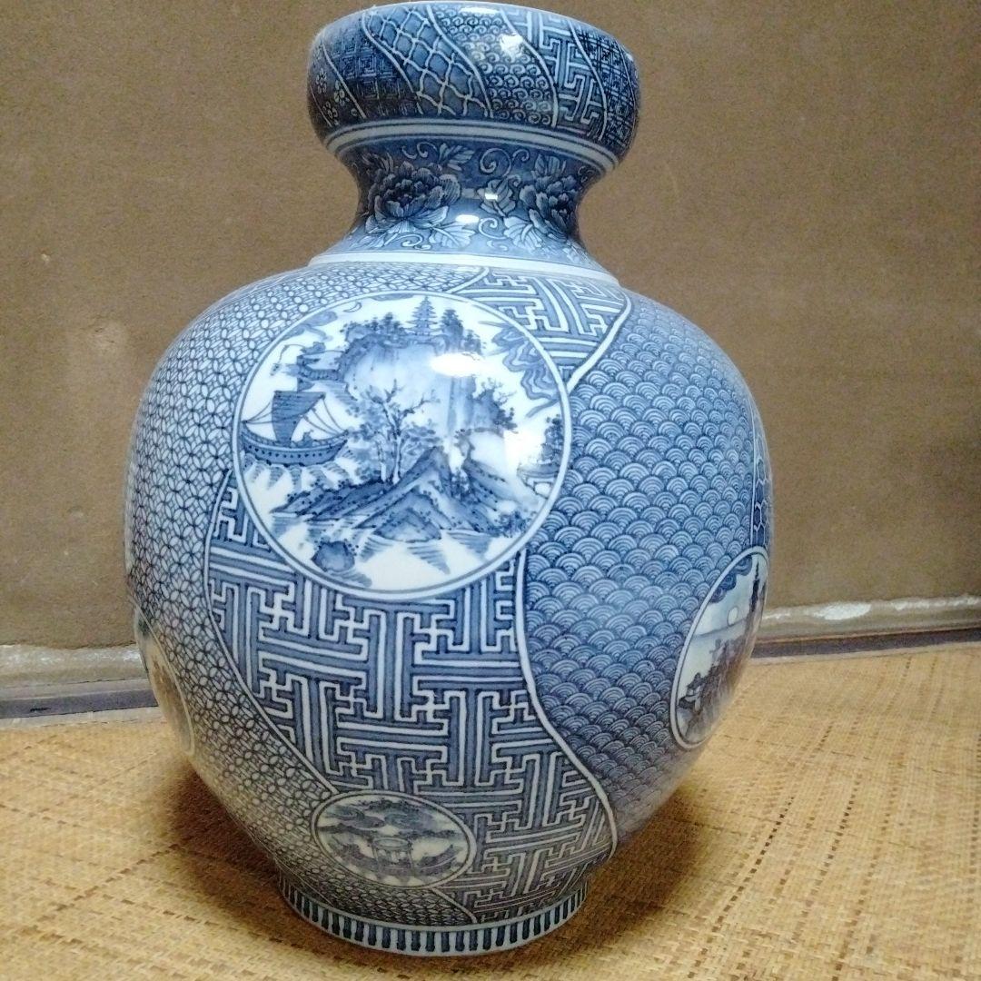 平安三楽　壺　清水焼　藍