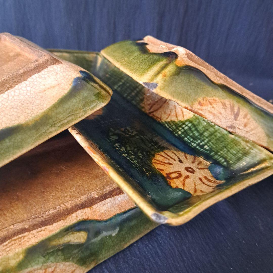 「\"キズあっても織部\"人気の長皿！」 織部焼き長皿(幅20cm) 4客セット 骨