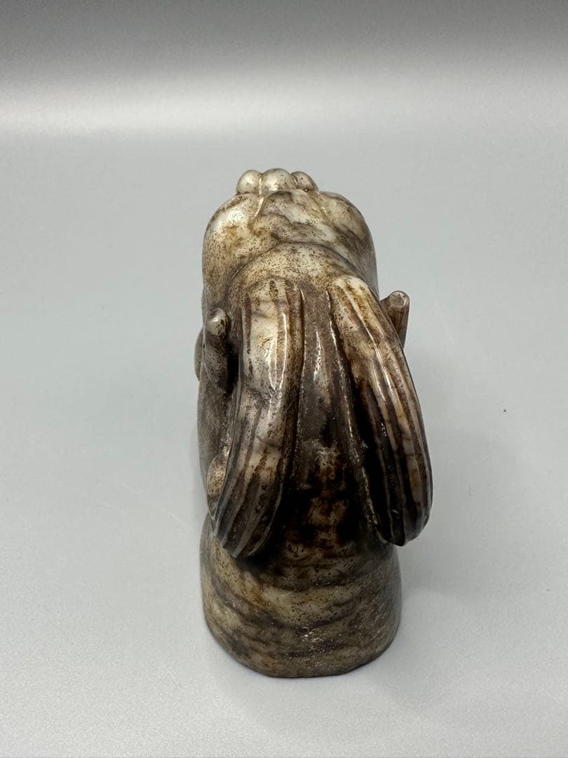 中国古美術　古玉文化　紅山文化　玉龍头 祭祀器　美品　磁石に反応あり　手彫り