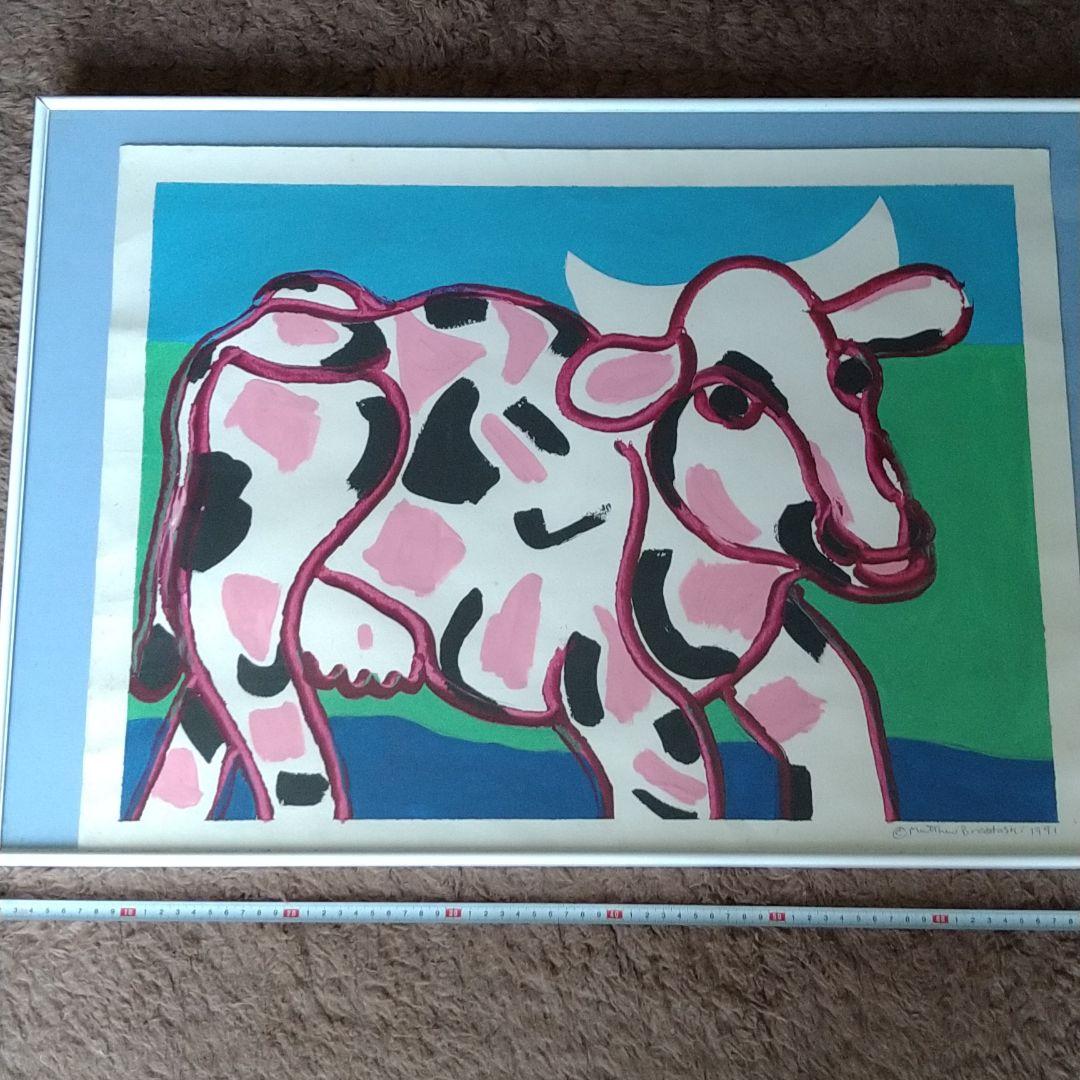 ニューヨークのアーティスト、マット'ブルゾストスキのピンクの牛の絵