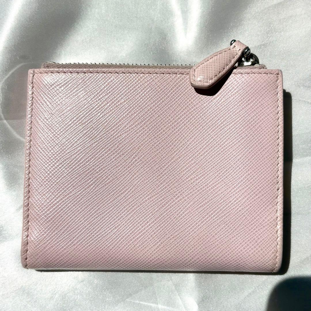 極美品/現行✨プラダ 折り財布 三角ロゴ サフィアーノレザー ピンク