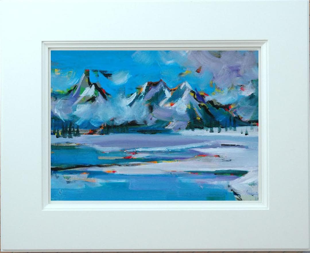 油絵 菅家令子 絵 絵画インテリア 額付(白) uF6-062903 風景冬景色