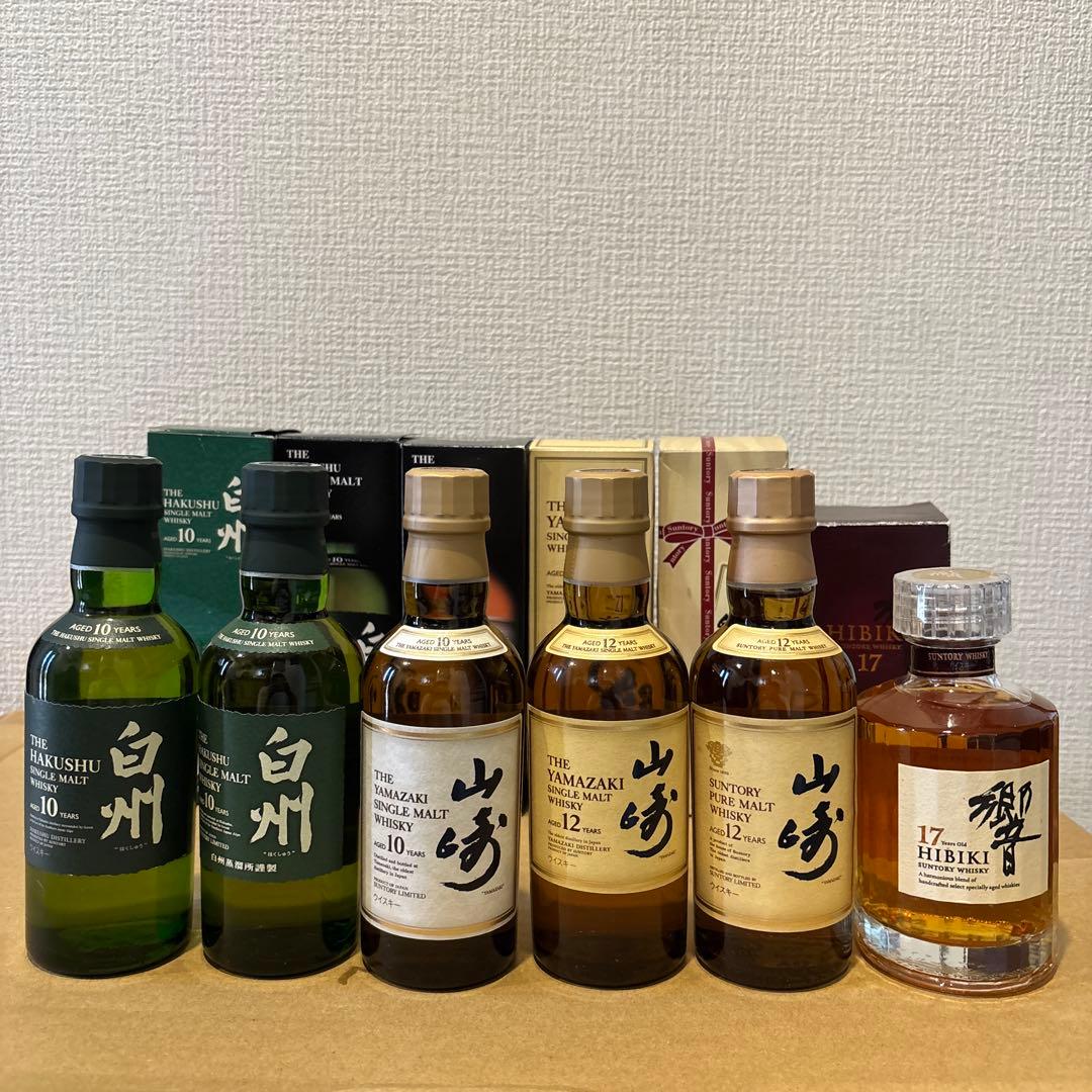 サントリーウイスキー　180ml 6点セット　山崎、響、白州　箱付　未開封