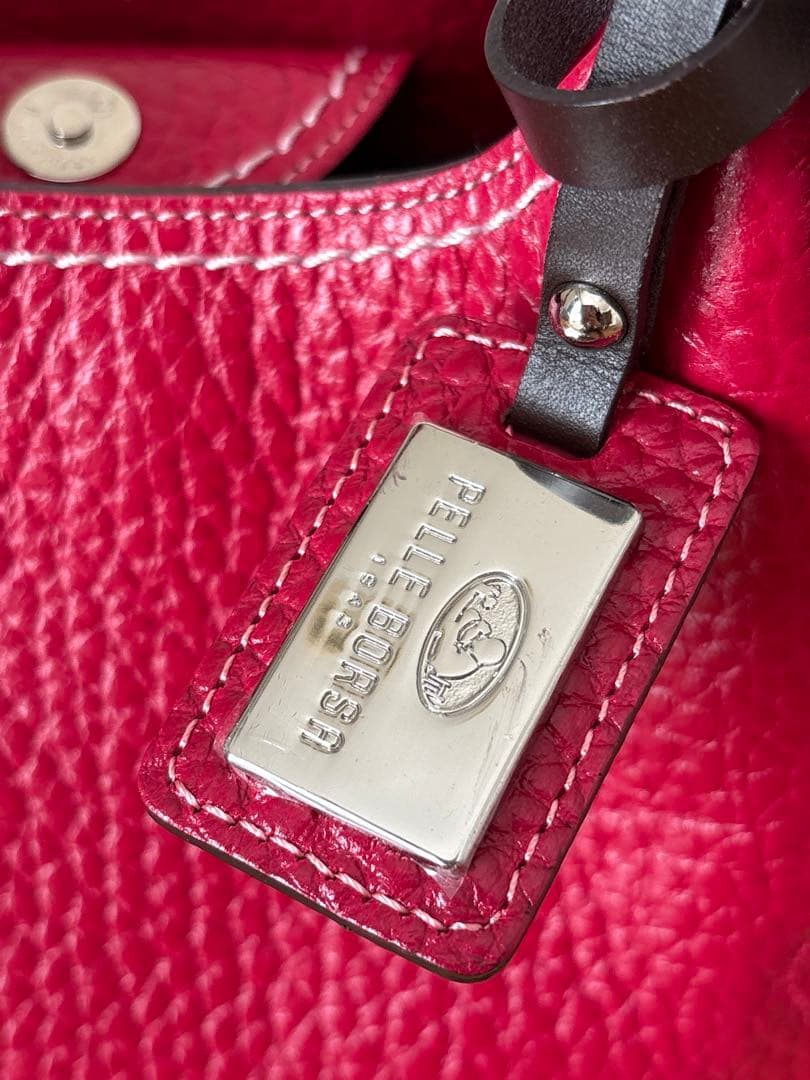 PELLE BORSA ペレボルサ 本革 ハンドバッグ 赤 美品 通勤 お出かけ
