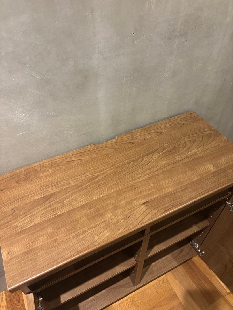 木目調キャビネット　棚　幅74