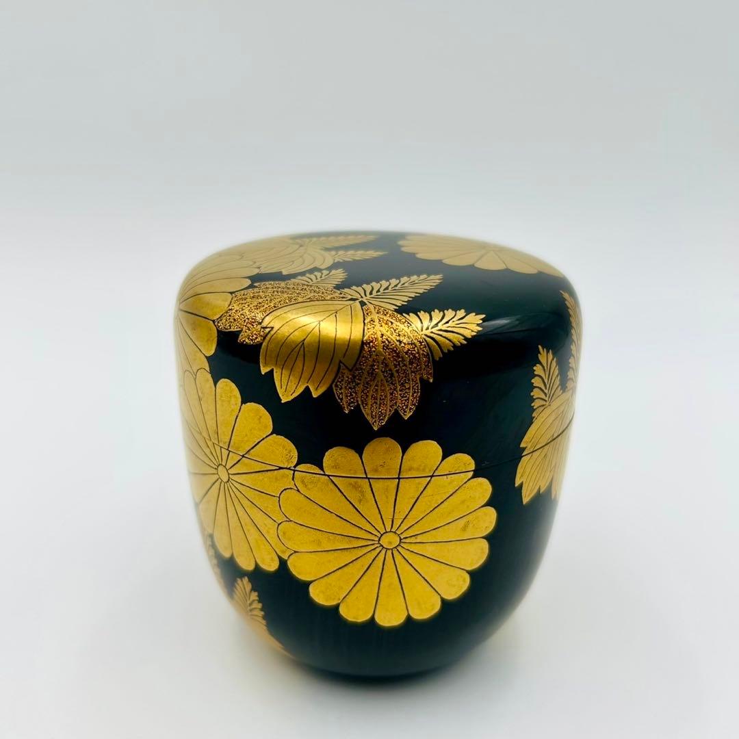 【和田瑾斎　鵬雲斎大宗匠書付　菊桐蒔絵　大棗】茶道具　漆器　骨董　共箱　二重箱