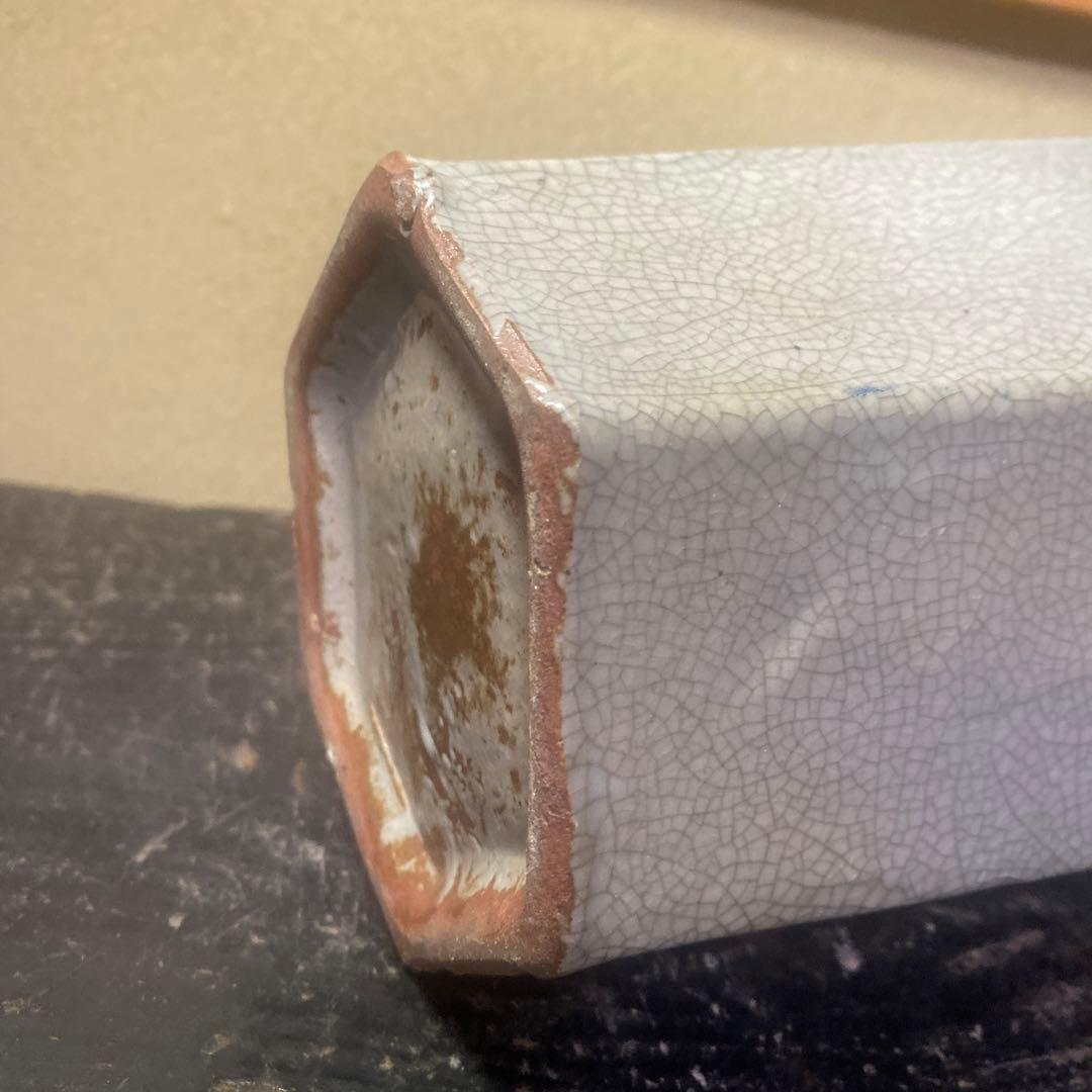 中国古玩　面取山水図花瓶【大】37cm13cm