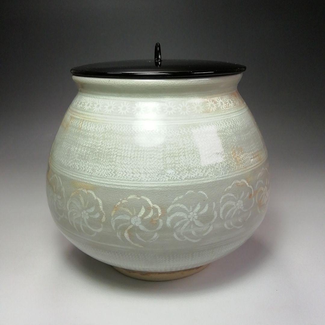 Ｓ６１２　水指　『三嶋芋頭水指』『開田開山造』『礼賓手』　共箱　茶道具