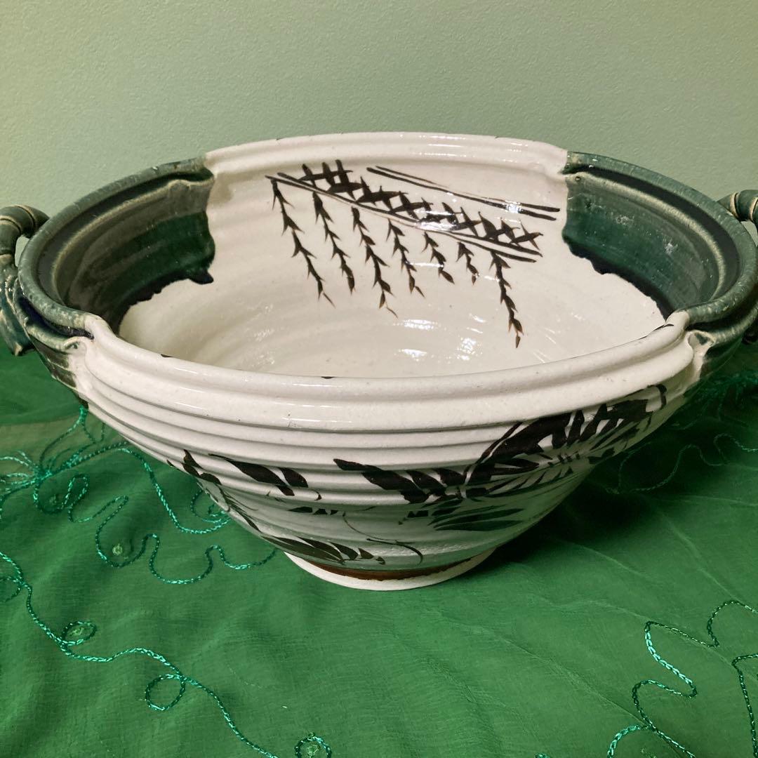 織部両手鉢　水盤　御手水　つくばい