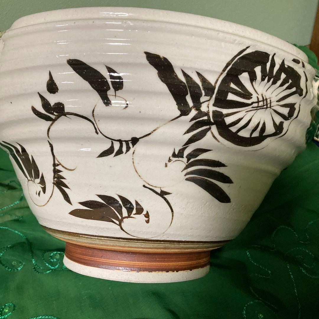 織部両手鉢　水盤　御手水　つくばい