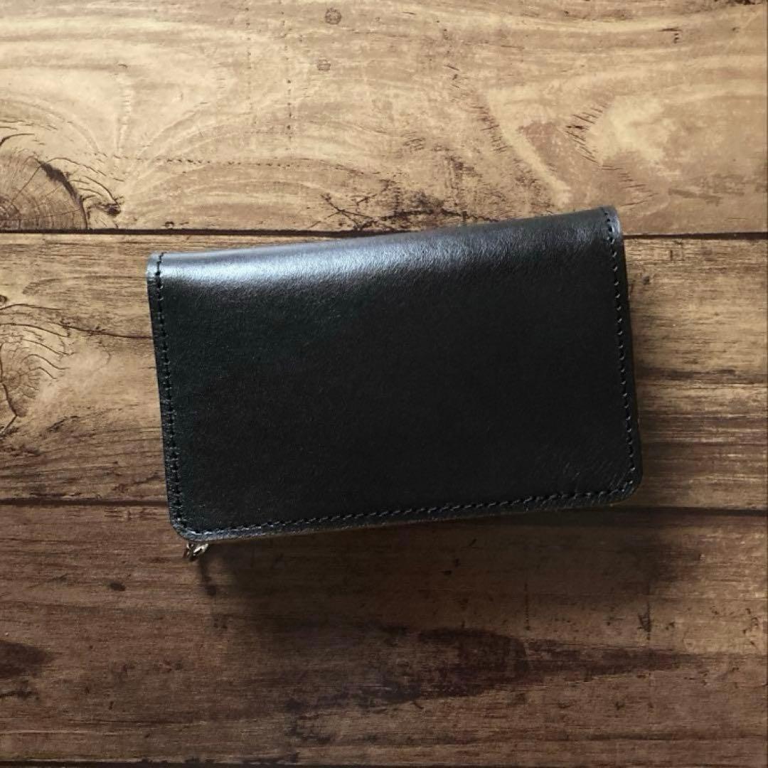 【りんパパ】ミドルトラッカーウォレット 茶芯ブラック【お札を折らずに収納】