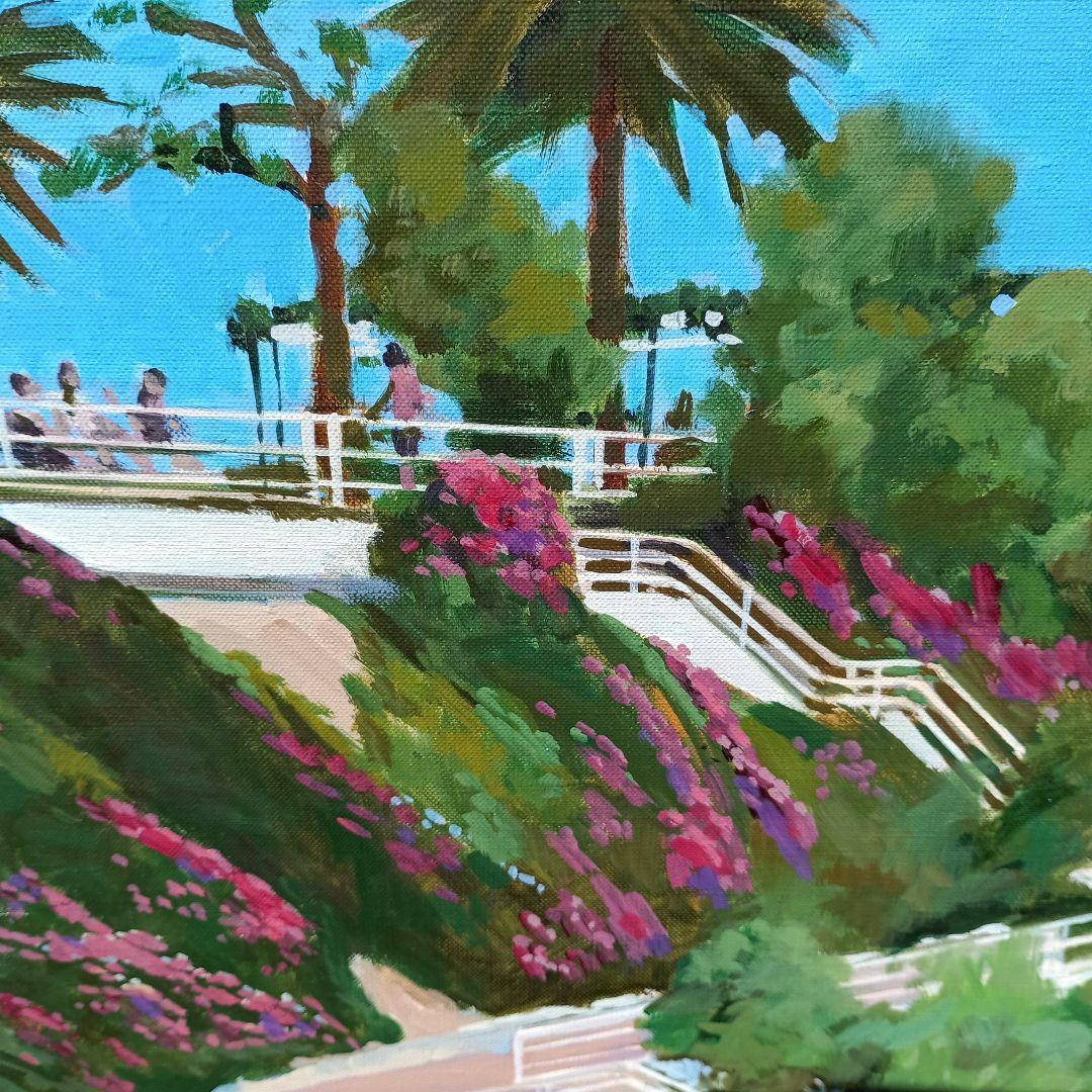 檜山健三　海のみえる公園　15号油彩、東京芸大小磯教室、水戸の物故大家