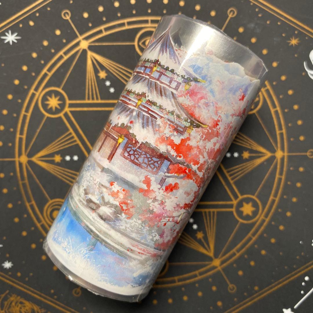 【9394】海外　マステ　5m巻　PETマスキングテープ　梅　雪景色　古風背景系