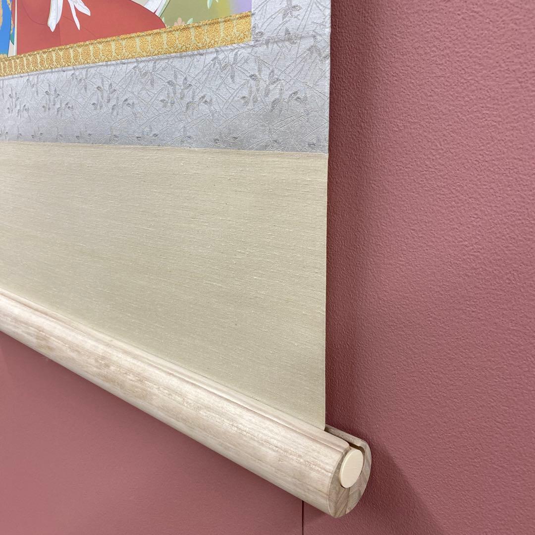 美品 掛け軸 上村松園筆「鼓の音」美人画 浮世絵 印刷 太巻き付