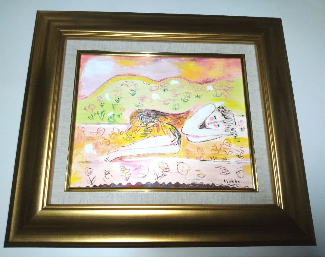 木脇秀子、絵画、油彩画３号ひととき肉筆、新品額縁、宮永岳彦、片岡球子、山本容子。